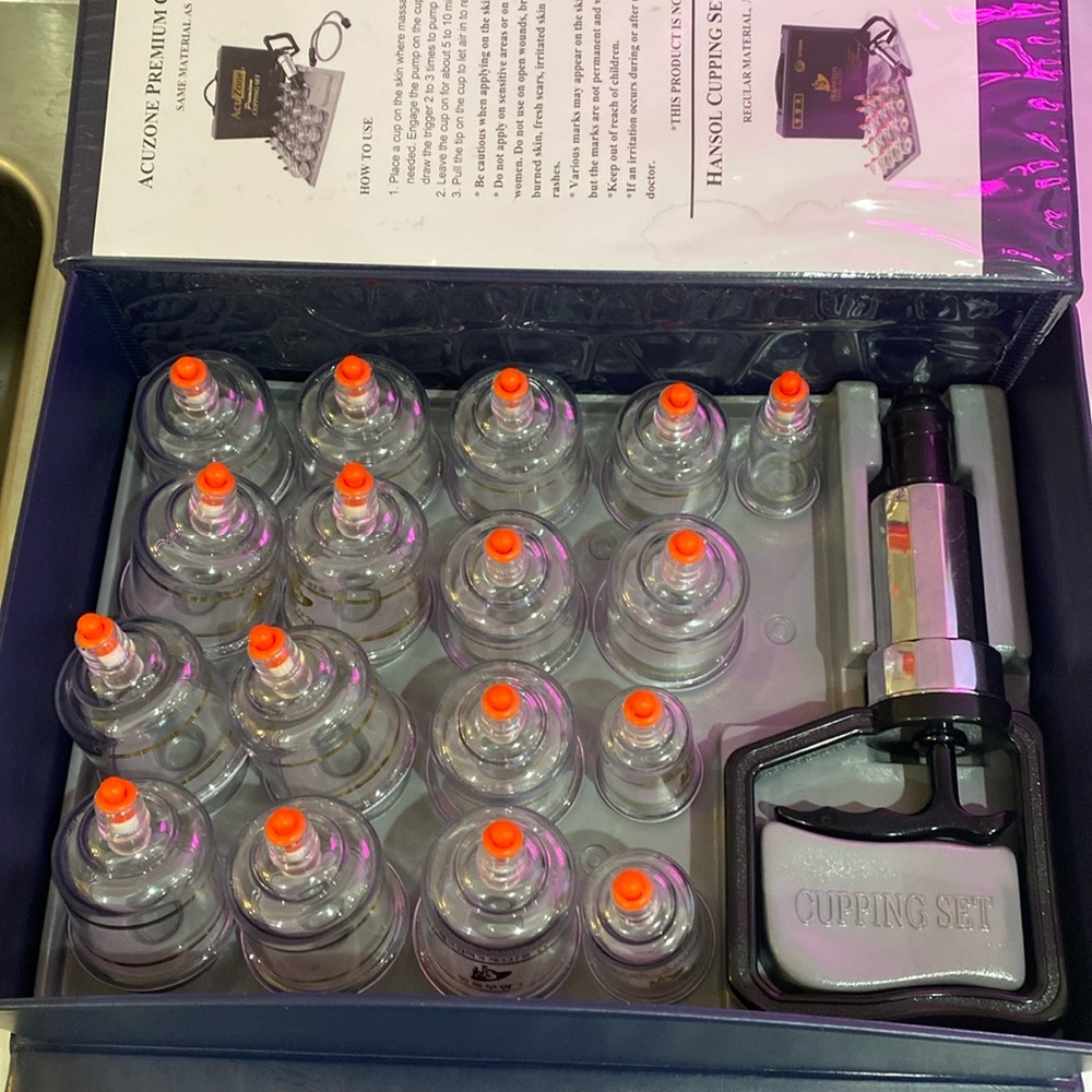 Cupping Set
Box 13”x9.5”

Excellent condition and clean. Used once